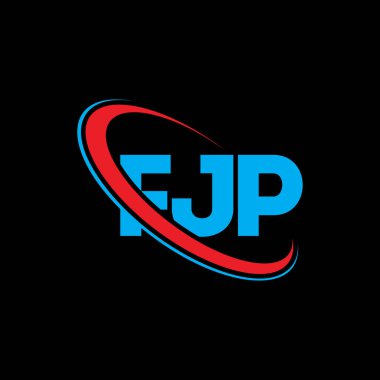 FJP logosu. FJP mektubu. FJP harf logosu tasarımı. Çember ve büyük harfli monogram logosuna bağlı baş harfler FJP logosu. Teknoloji, iş ve emlak markası için FJP tipografisi.