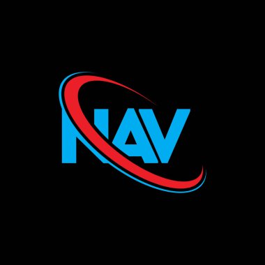 Navigasyon logosu. Navigasyon mektubu. NAV mektup logosu tasarımı. Çember ve büyük harfli monogram logosuna bağlı NAV logosu. Teknoloji, iş ve emlak markası için NAV tipografisi.