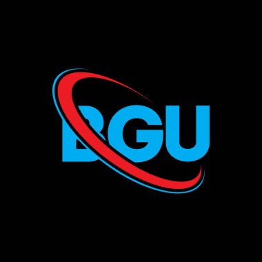 BGU logosu. BGU mektubu. BGU harf logosu tasarımı. Çember ve büyük harfli monogram logosuyla birleştirilmiş BGU logosu. Teknoloji, iş ve emlak markası için BGU tipografisi.