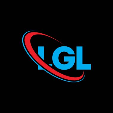 LGL logosu. LGL mektubu. LGL harf logosu tasarımı. Çember ve büyük harfli monogram logosuna bağlı ilk LGL logosu. Teknoloji, iş ve emlak markası için LGL tipografisi.