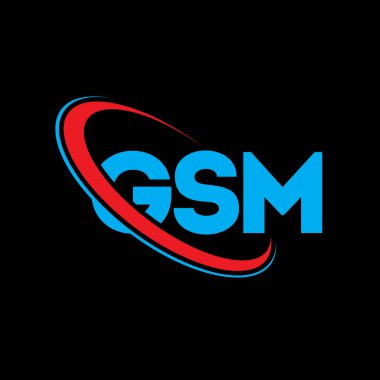 GSM logosu. GSM mektubu. GSM harf logosu tasarımı. Çember ve büyük harfli monogram logosuyla birleştirilmiş GSM logosu. Teknoloji, iş ve emlak markası için GSM tipografisi.