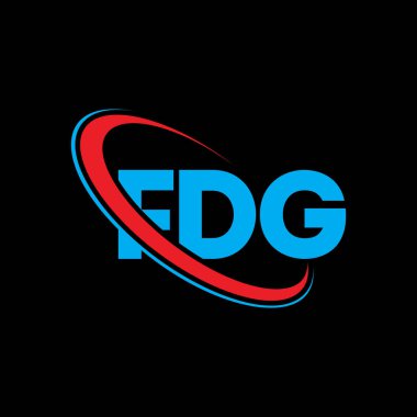 FDG logosu. FDG mektubu. FDG harf logosu tasarımı. Çember ve büyük harfli monogram logosuna bağlı FDG logosu. Teknoloji, iş ve emlak markası için FDG tipografisi.