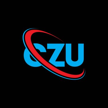 CZU logosu. İşlemci mektubu. CZU harf logosu tasarımı. Çember ve büyük harfli monogram logosuyla birleştirilmiş CZU logosu. Teknoloji, iş ve emlak markası için CZU tipografisi.