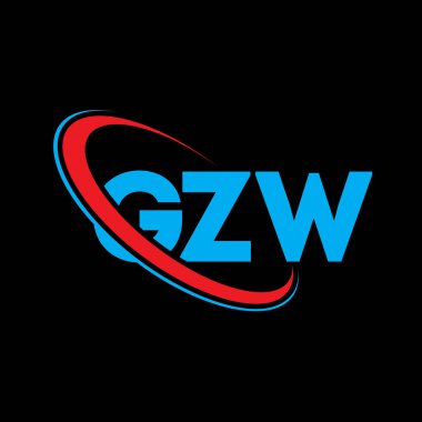 GZW logosu. GZW mektubu. GZW harf logosu tasarımı. Çember ve büyük harfli monogram logosuyla birleştirilmiş GZW logosu. Teknoloji, iş ve emlak markası için GZW tipografisi.