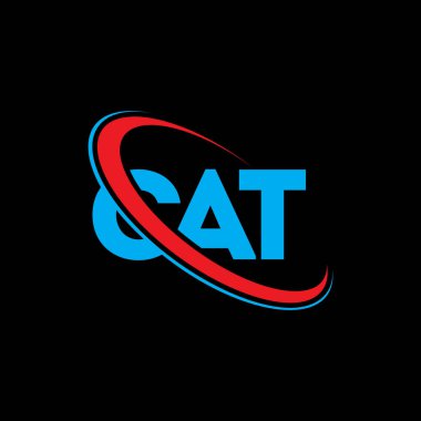 Kedi logosu. Kedi mektubu. Kedi harfi logosu tasarımı. Çember ve büyük harfli monogram logosuna bağlı baş harfler. Teknoloji, iş ve emlak markası için CAT tipografisi.