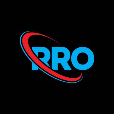 RRO logosu. RRO mektubu. RRO harf logosu tasarımı. Çember ve büyük harfli monogram logosuna bağlı RRO logosu. Teknoloji, iş ve emlak markası için RRO tipografisi.