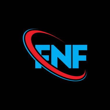 FNF logosu. FNF mektubu. FNF mektup logosu tasarımı. Çember ve büyük harfli monogram logosuna bağlı FNF logosu. Teknoloji, iş ve emlak markası için FNF tipografisi.