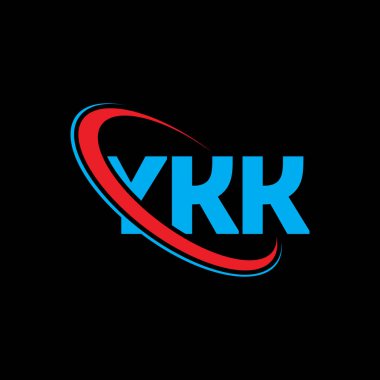 YKK logosu. YKK mektubu. YKK harf logosu tasarımı. Çember ve büyük harfli monogram logosuyla birleştirilmiş YKK logosu. Teknoloji, iş ve emlak markası için YKK tipografisi.