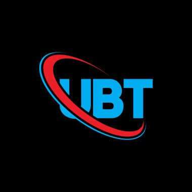 UBT logosu. UBT mektubu. UBT harf logosu tasarımı. Çember ve büyük harfli monogram logosuyla birleştirilmiş UBT logosu. Teknoloji, iş ve emlak markası için UBT tipografisi.