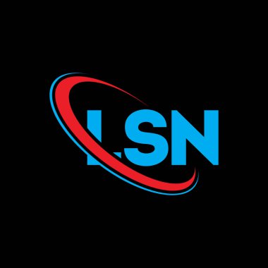 LSN logosu. LSN mektubu. LSN harf logosu tasarımı. Çember ve büyük harfli monogram logosuna bağlı ilk LSN logosu. Teknoloji, iş ve emlak markası için LSN tipografisi.