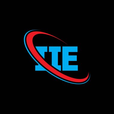 IIE logosu. Üçüncü mektup. IIE harf logosu tasarımı. Çember ve büyük harfli monogram logosuna bağlı IIE logosu. Teknoloji, iş ve emlak markası için IIE tipografisi.