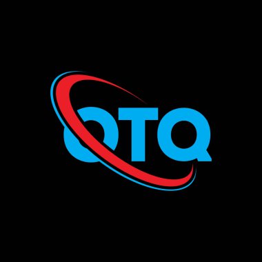 OTQ logosu. OTQ mektubu. OTQ harf logosu tasarımı. Çember ve büyük harfli monogram logosuna bağlı OTQ logosu. Teknoloji, iş ve emlak markası için OTQ tipografisi.
