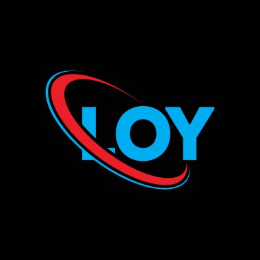 LOY logosu. Çok komik. LOY harfli logo tasarımı. Çember ve büyük harfli monogram logosuna bağlı logo. Teknoloji, iş ve emlak markası için LOY tipografisi.