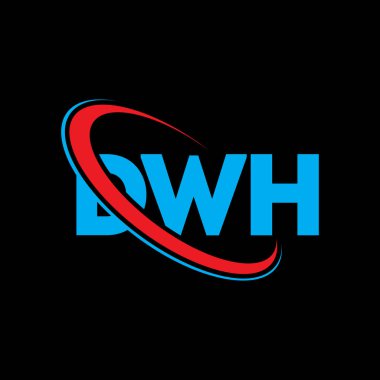 DWH logosu. DWH mektubu. DWH mektup logosu tasarımı. Daire ve büyük harfli monogram logosuyla birleştirilmiş DWH logosu. Teknoloji, iş ve emlak markası için DWH tipografisi.