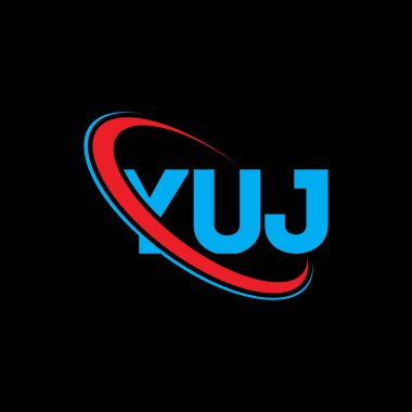 UJ logosu. UJ mektubu. YUJ harf logosu tasarımı. Yuvarlak ve büyük harfli monogram logosuyla birleştirilmiş YUJ logosu. Teknoloji, iş ve emlak markası için YUJ tipografisi.