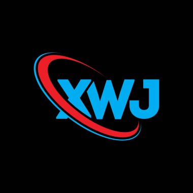 XWJ logosu. XWJ mektubu. XWJ harf logosu tasarımı. Çember ve büyük harfli monogram logosuyla birleştirilmiş XWJ logosu. Teknoloji, iş ve emlak markası için XWJ tipografisi.