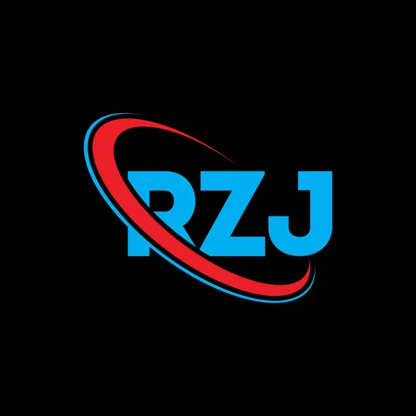 Rzj Logosu Rzj Mektubu Rzj Harf Logosu Tasarımı Çember Büyük — Stok Vektör