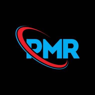 PMR logosu. PMR mektubu. PMR harf logosu tasarımı. Çember ve büyük harfli monogram logosuna bağlı PMR logosu. Teknoloji, iş ve emlak markası için PMR tipografisi.