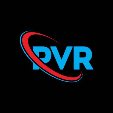 PVR logosu. PVR harfi. PVR harf logosu tasarımı. Çember ve büyük harfli monogram logosuna bağlı PVR logosu. Teknoloji, iş ve emlak markası için PVR tipografisi.