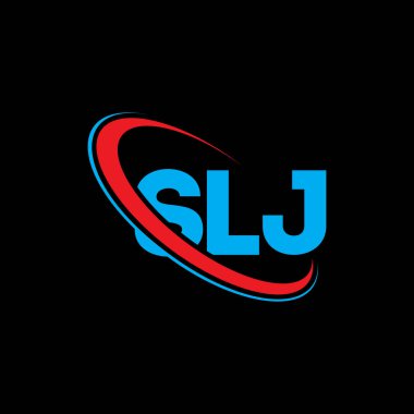 SLJ logosu. SLJ mektubu. SLJ harf logosu tasarımı. Çember ve büyük harfli monogram logosuyla birleştirilmiş SLJ logosu. Teknoloji, iş ve emlak markası için SLJ tipografisi.