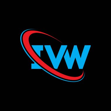 IVW logosu. IVW mektubu. IVW harf logosu tasarımı. Yuvarlak ve büyük harfli monogram logosuna bağlı ilk lVW logosu. Teknoloji, iş ve emlak markası için IVW tipografisi.