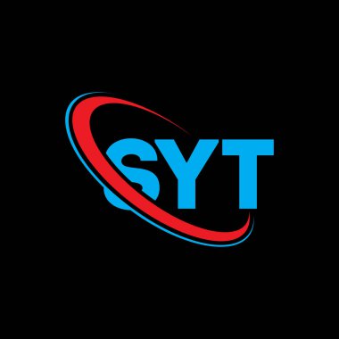 SYT logosu. SYT mektubu. SYT mektup logosu tasarımı. Çember ve büyük harfli monogram logosuna bağlı SYT logosu. Teknoloji, iş ve emlak markası için SYT tipografisi.