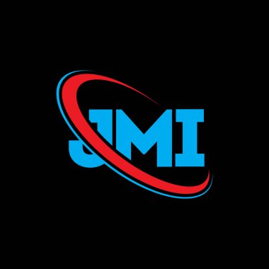 JMI logosu. JMI mektubu. JMI harf logosu tasarımı. Çember ve büyük harfli monogram logosuyla birleştirilmiş JMI logosu. Teknoloji, iş ve emlak markası için JMI tipografisi.
