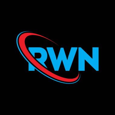 RWN logosu. RWN mektubu. RWN harfi logo tasarımı. Çember ve büyük harfli monogram logosuna bağlı RWN logosu. Teknoloji, iş ve emlak markası için RWN tipografisi.