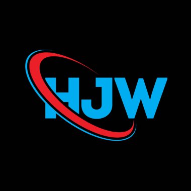 HJW logosu. HJW mektubu. HJW harf logosu tasarımı. Çember ve büyük harfli monogram logosuna bağlı HJW logosu. Teknoloji, iş ve emlak markası için HJW tipografisi.