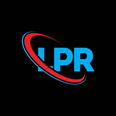 LPR logosu. LPR mektubu. LPR mektup logosu tasarımı. Çember ve büyük harfli monogram logosuna bağlı ilk LPR logosu. Teknoloji, iş ve emlak markası için LPR tipografisi.