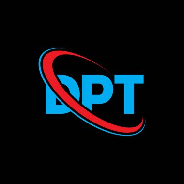 DPT logosu. DPT mektubu. DPT mektup logosu tasarımı. Çember ve büyük harfli monogram logosuna bağlı baş harfler DPT logosu. Teknoloji, iş ve emlak markası için DPT tipografisi.