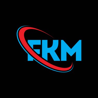 FKM logosu. FKM mektubu. FKM mektup logosu tasarımı. Çember ve büyük harfli monogram logosuna bağlı ilk harfler FKM logosu. Teknoloji, iş ve emlak markası için FKM tipografisi.