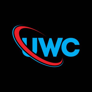 UWC logosu. UWC mektubu. UWC harf logosu tasarımı. Çember ve büyük harfli monogram logosuyla birleştirilmiş UWC logosu. Teknoloji, iş ve emlak markası için UWC tipografisi.