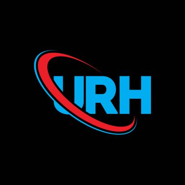 URH logosu. URH mektubu. URH harf logosu tasarımı. Çember ve büyük harfli monogram logosuna bağlı URH logosu. Teknoloji, iş ve emlak markası için URH tipografisi.