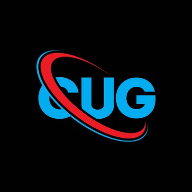 CUG logosu. Şirin bir mektup. CUG harf logosu tasarımı. Çember ve büyük harfli monogram logosuyla birleştirilmiş CUG logosu. Teknoloji, iş ve emlak markası için CUG tipografisi.