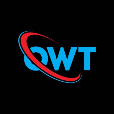 OWT logosu. OWT mektubu. OWT harf logosu tasarımı. Çember ve büyük harfli monogram logosuna bağlı baş harfler OWT logosu. Teknoloji, iş ve emlak markası için OWT tipografisi.