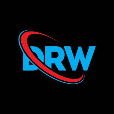 DRW logosu. DRW mektubu. DRW harf logosu tasarımı. Daire ve büyük harfli monogram logosuyla birleştirilmiş DRW logosu. Teknoloji, iş ve emlak markası için DRW tipografisi.