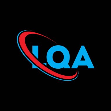 LQA logosu. LQA mektubu. LQA harf logosu tasarımı. Çember ve büyük harfli monogram logosuna bağlı ilk LQA logosu. Teknoloji, iş ve emlak markası için LQA tipografisi.