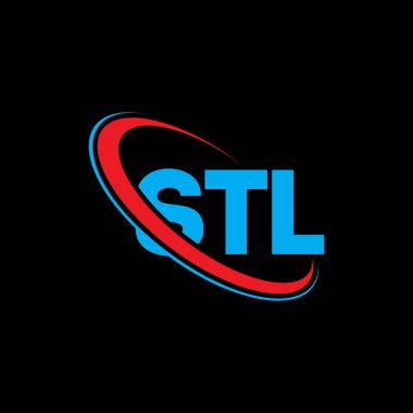 STL logosu. STL mektubu. STL mektup logosu tasarımı. Çember ve büyük harfli monogram logosuna bağlı STL logosu. Teknoloji, iş ve emlak markası için STL tipografisi.