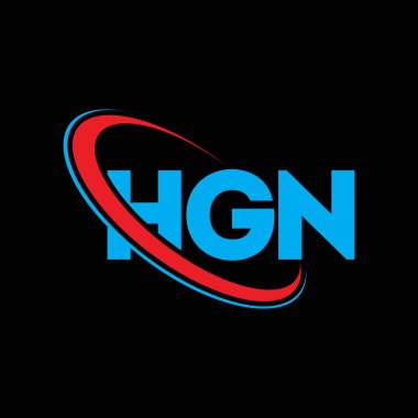 HGN logosu. HGN mektubu. HGN harf logosu tasarımı. Çember ve büyük harfli monogram logosuyla HGN logosunun baş harfleri. Teknoloji, iş ve emlak markası için HGN tipografisi.