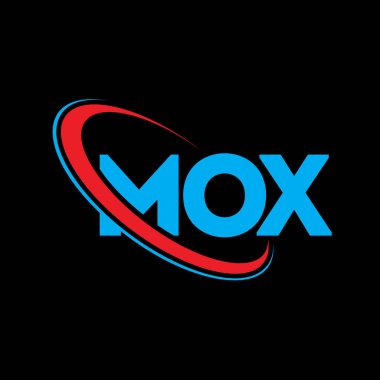 Mox logosu. MOX mektubu. MOX harfli logo tasarımı. Çember ve büyük harfli monogram logosuyla birleştirilmiş ilk MOX logosu. Teknoloji, iş ve emlak markası için MOX tipografisi.