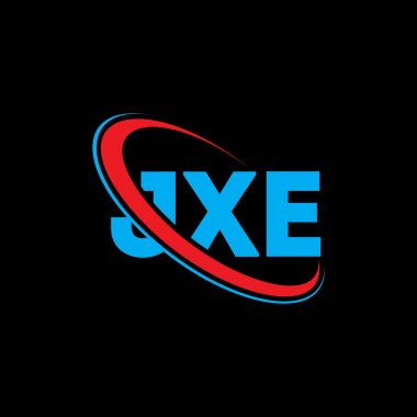 JXE logosu. JXE mektubu. JXE harf logosu tasarımı. Çember ve büyük harfli monogram logosuyla birleştirilmiş JXE logosu. Teknoloji, iş ve emlak markası için JXE tipografisi.