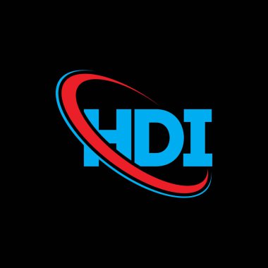 HDI logosu. HDI mektubu. HDI mektup logosu tasarımı. Çember ve büyük harfli monogram logosuna bağlı HDI logosu. Teknoloji, iş ve emlak markası için HDI tipografisi.
