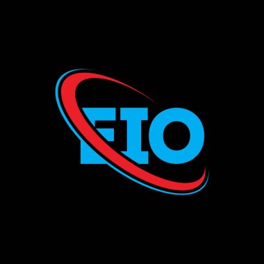 EIO logosu. EIO mektubu. EIO harf logosu tasarımı. Çember ve büyük harfli monogram logosuna bağlı EIO logosu. Teknoloji, iş ve emlak markası için EIO tipografisi.