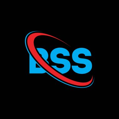 BSS logosu. BSS mektubu. BSS harf logosu tasarımı. Çember ve büyük harfli monogram logosuna bağlı ilk BSS logosu. Teknoloji, iş ve emlak markası için BSS tipografisi.