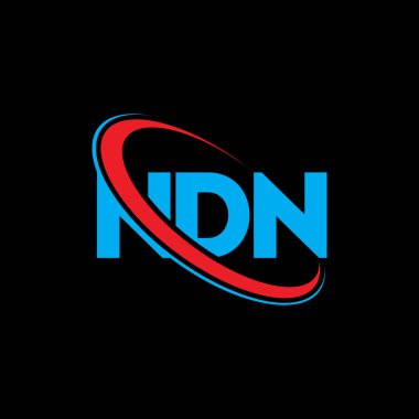 NDN logosu. NDN mektubu. NDN harf logosu tasarımı. Çember ve büyük harfli monogram logosuna bağlı baş harfler NDN logosu. Teknoloji, iş ve emlak markası için NDN tipografisi.