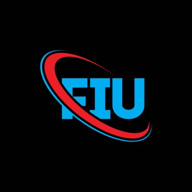 FIU logosu. FIU mektubu. FIU mektup logosu tasarımı. Çember ve büyük harfli monogram logosuyla birleştirilmiş FIU logosu. Teknoloji, iş ve emlak markası için FIU tipografisi.