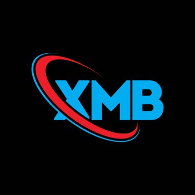 XMB logosu. XMB harfi. XMB harfli logo tasarımı. Çember ve büyük harfli monogram logosuna bağlı XMB logosu. Teknoloji, iş ve emlak markası için XMB tipografisi.