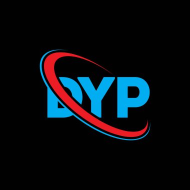 DYP logosu. DYP mektubu. DYP mektup logosu tasarımı. Daire ve büyük harfli monogram logosuna bağlı DYP logosu. Teknoloji, iş ve emlak markası için DYP tipografisi.