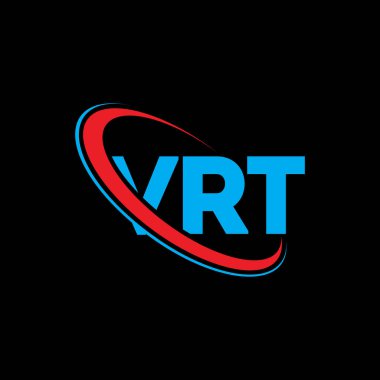 VRT logosu. VRT mektubu. VRT harf logosu tasarımı. Çember ve büyük harfli monogram logosuna bağlı VRT logosu. Teknoloji, iş ve emlak markası için VRT tipografisi.